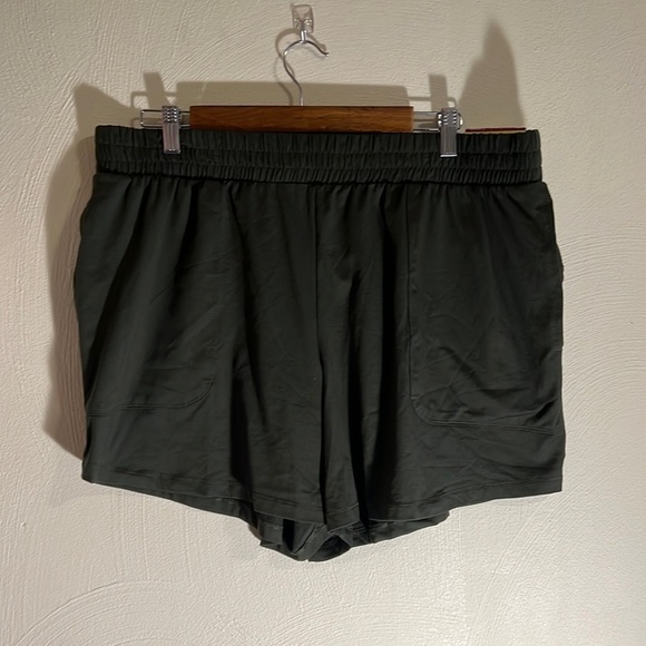 Green Athletic Shorts with Pockets - Picture 1 of 3
